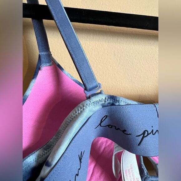 PINK Victoria’s Secret Blue Tie Dye Wear Everywhere Push Up Multi-Way Bra 32C - Picture 5 of 7